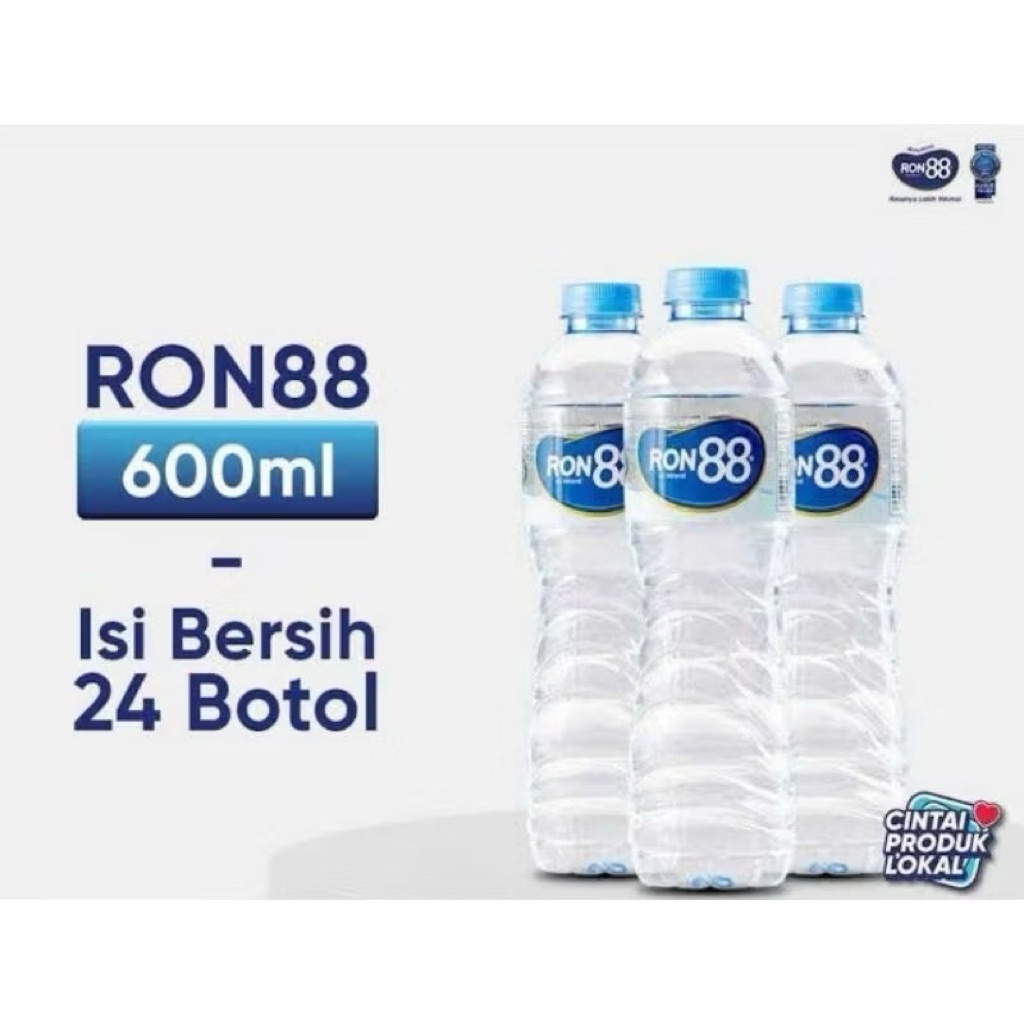 [Promo] RON 88 Air Mineral 600ml - Aqua 1 Dus isi 24 Botol, Segar dan Higienis