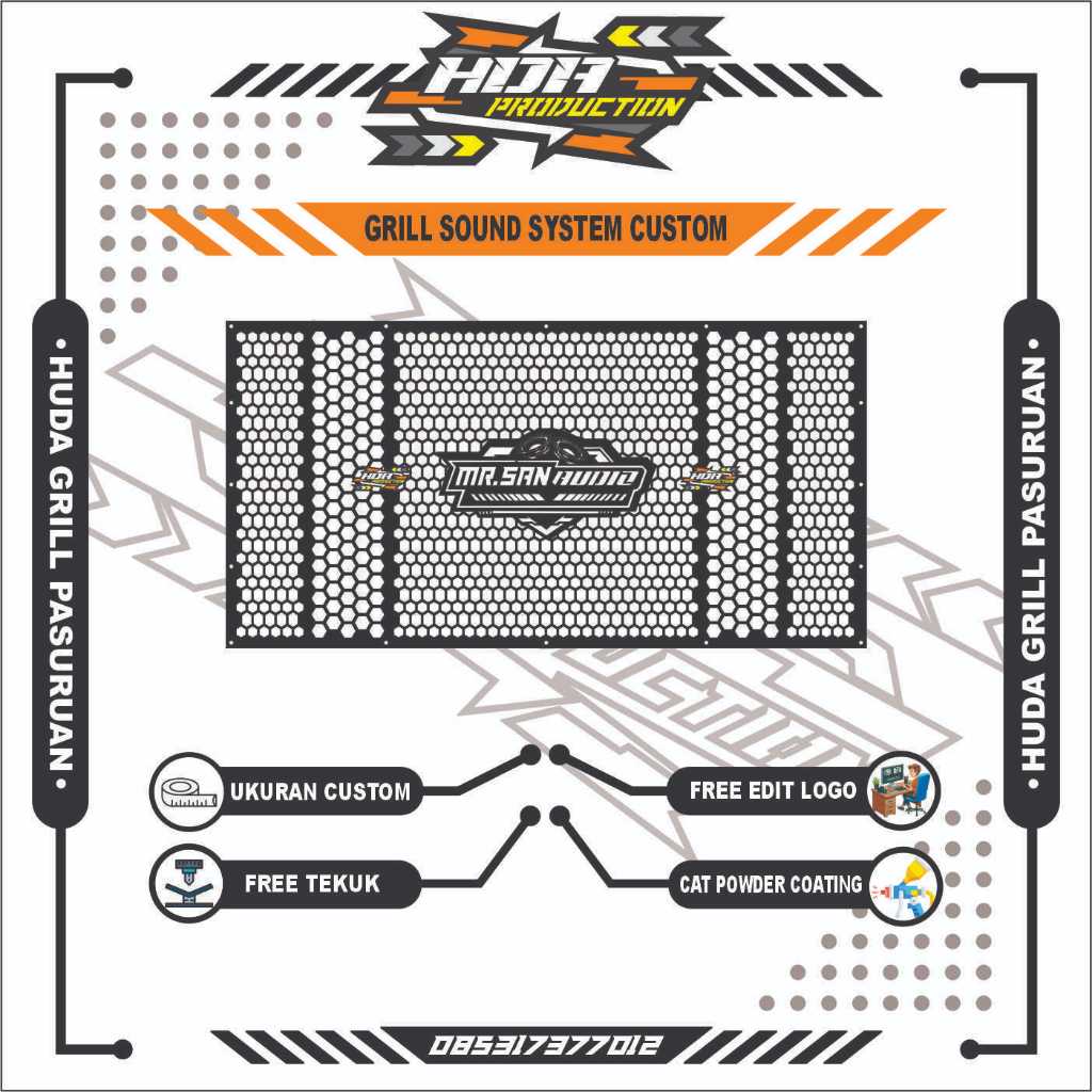 GRILL CUSTOM/GRILL SOUND SYSTEM CUSTOM LOGO 50 x 100 cm