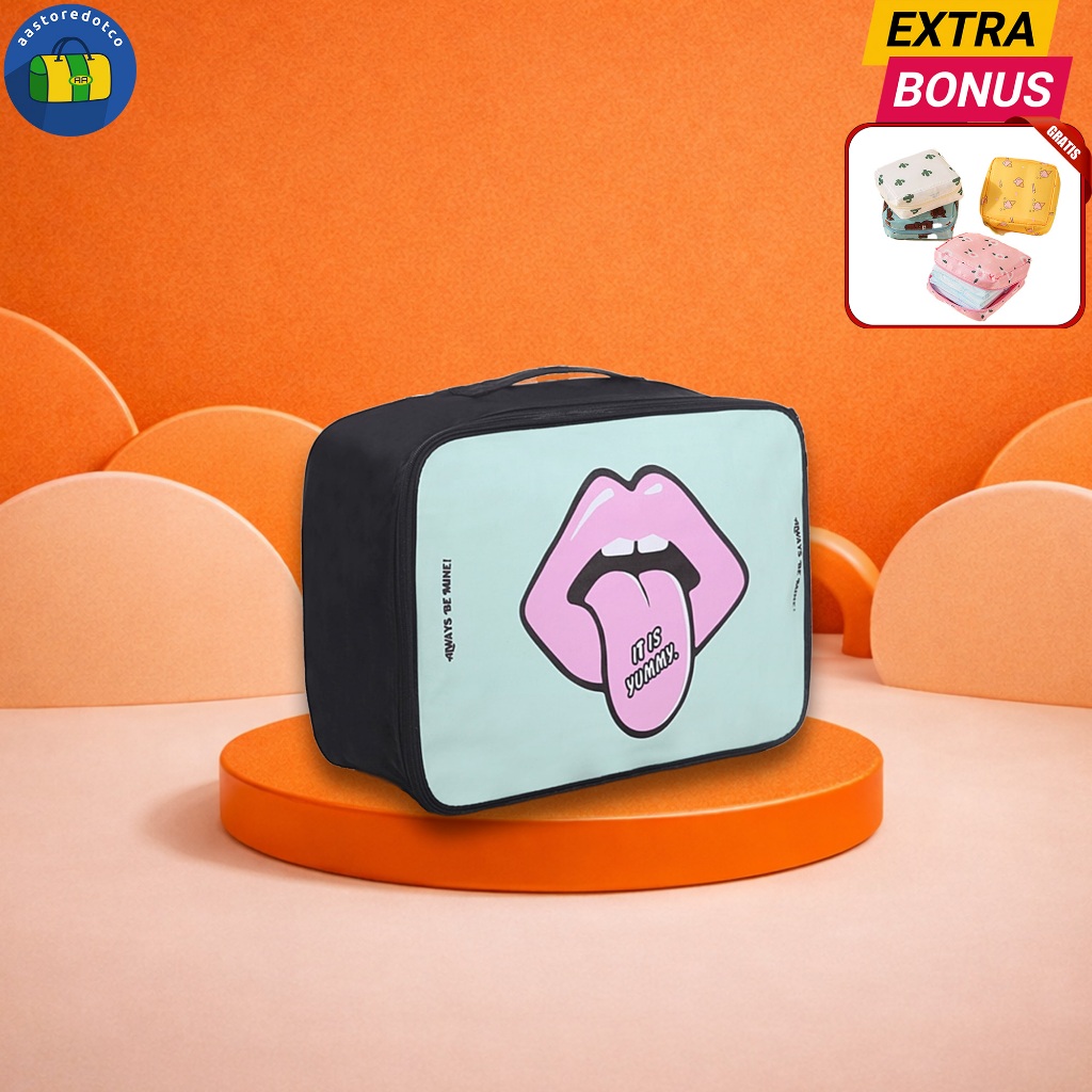 Tas Travel Wanita Korea Kanvas Asli Import Travel Bag Canvas Cute Cartoon Portable Impor XRF08