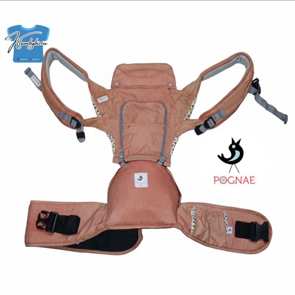 GENDONGAN ANAK BAYI HIPSEAT POGNAE 5+ BAHAN WATERPROOF WARNA BATA