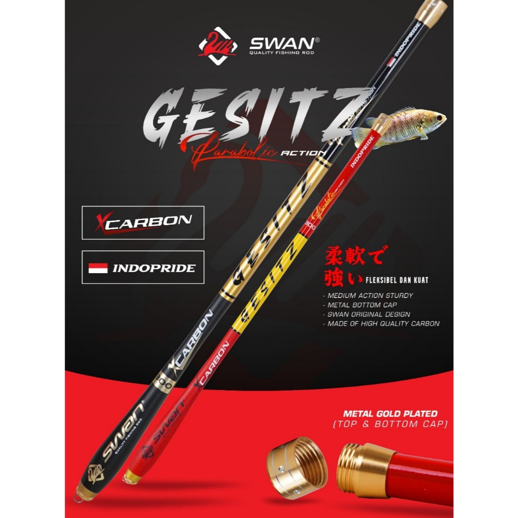 Joran Tegek Swan Gesit Ros Pendek 270 300 360 450 38cm Carbon Ringan Kuat