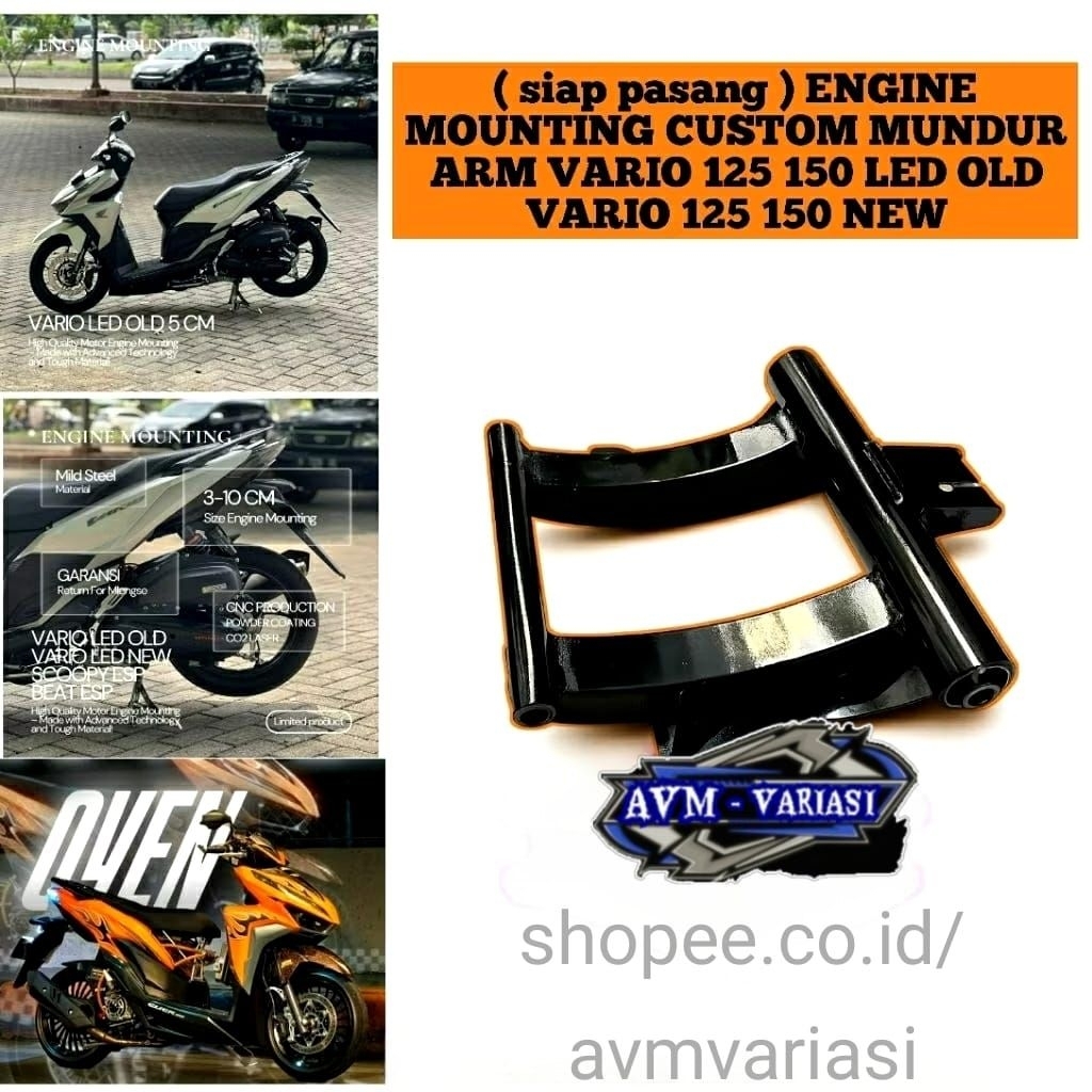 (siap pasang) ENGINE MOUNTING CUSTOM MUNDUR ARM VARIO 125 150 LED OLD VARIO 125...