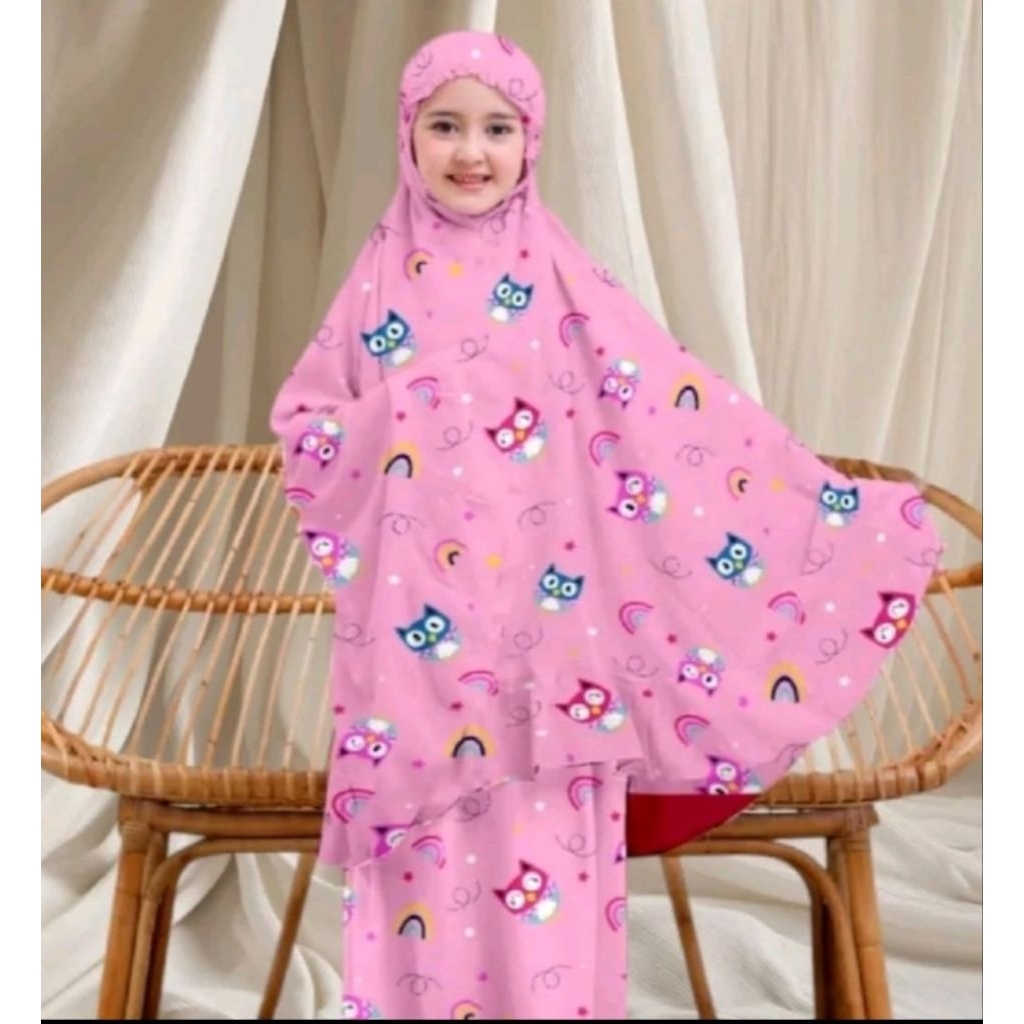 Mukena OWL Pink Mukenah Kecil Anak Tk - Sd