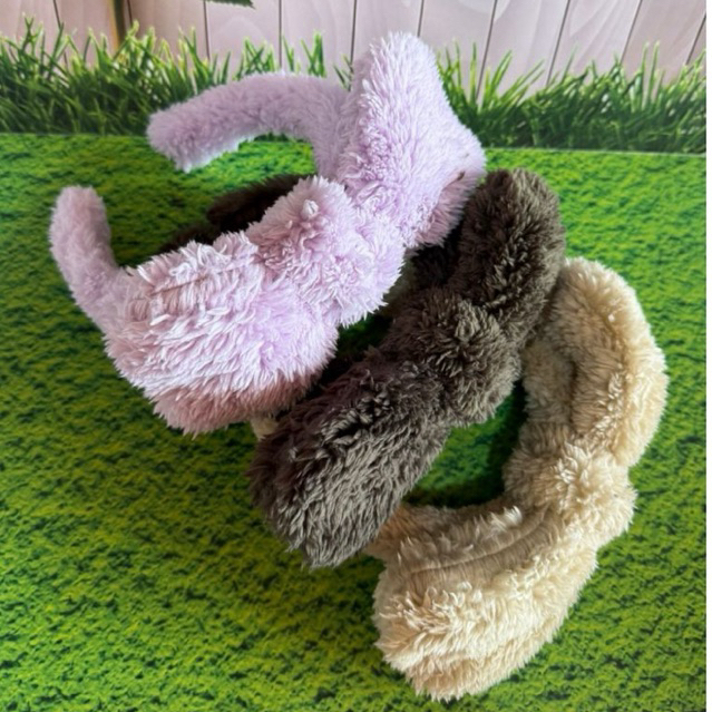 Bando Bulu Halus Pita Besar Gaya Korea - Bando Bulu Pita Besar