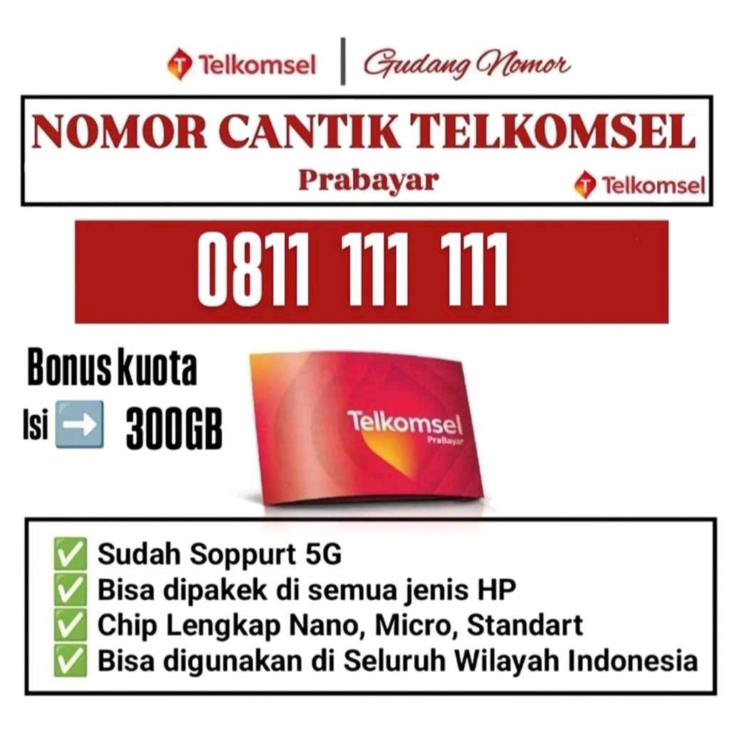 KARTU PERDANA TELKOMSEL NOMOR CANTIK DENGAN BONUS KUOTA 300GB UTAMA