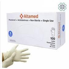 Sarung Tangan Medis Sarung Tangan Karet Putih Altamed box isi 100 Ukuran S M L Sarung Tangan Latex S