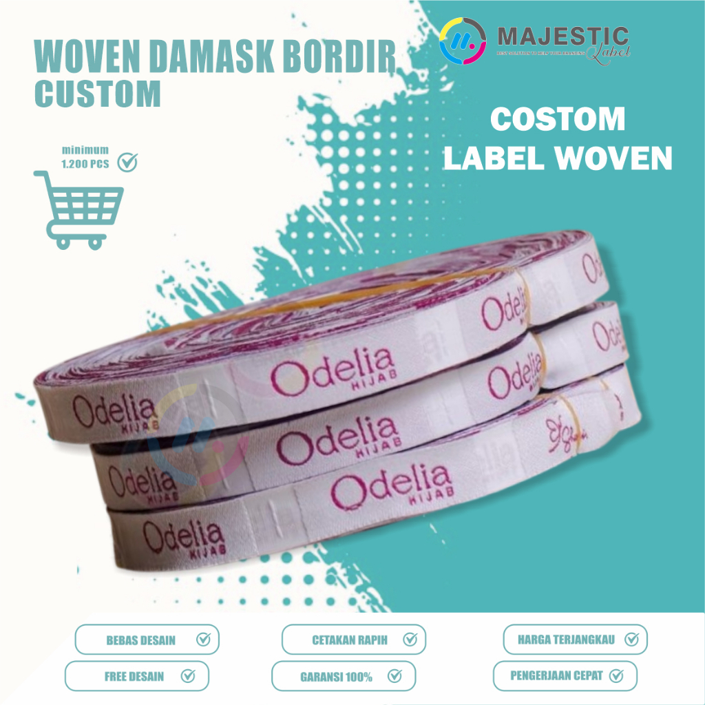 label woven 2X5, label woven custom,label woven bordir, label woven premium, label woven damask