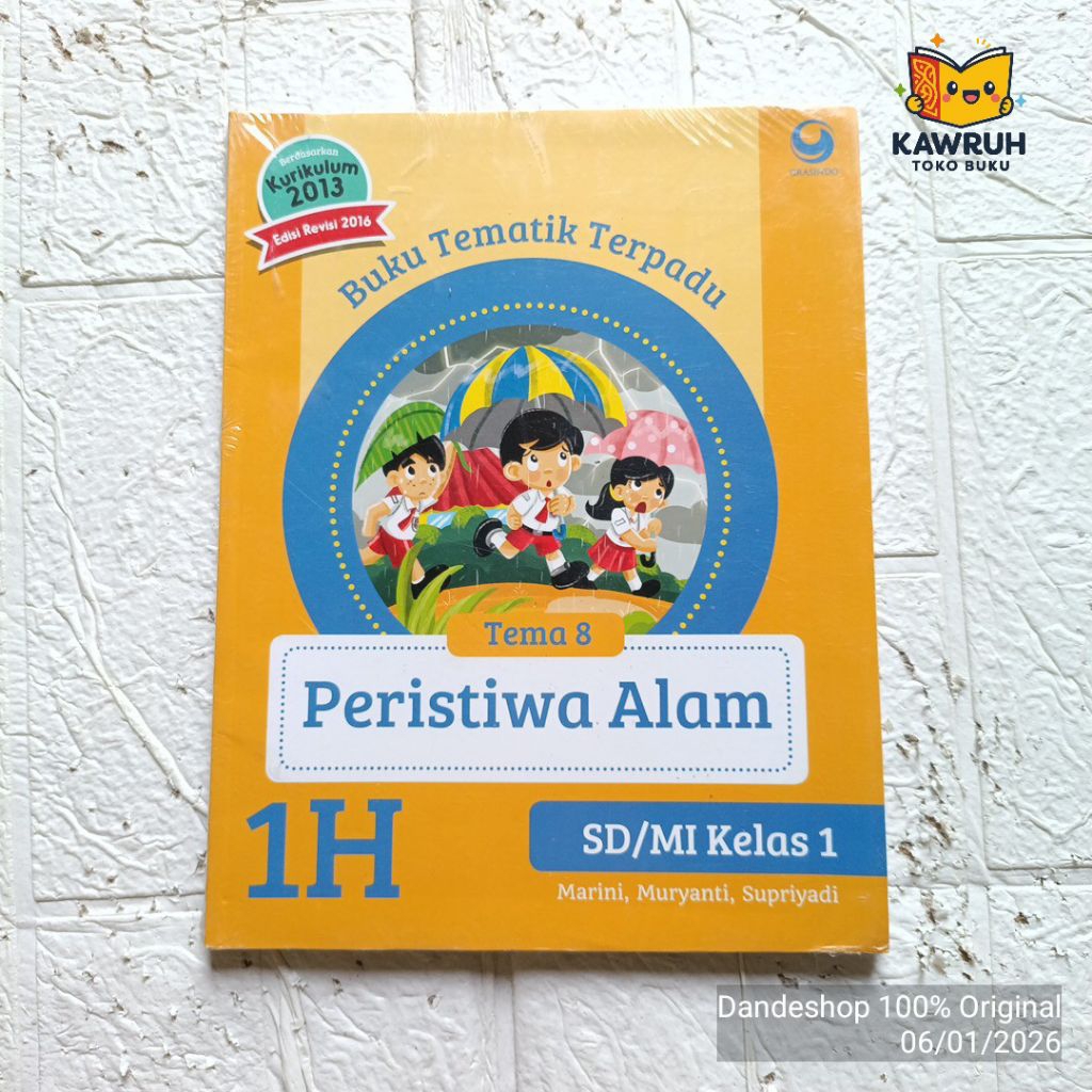 Buku Tematik Terpadu Tema 8 Peristiwa Alam Kelas 1H (Penerbit Grasindo)