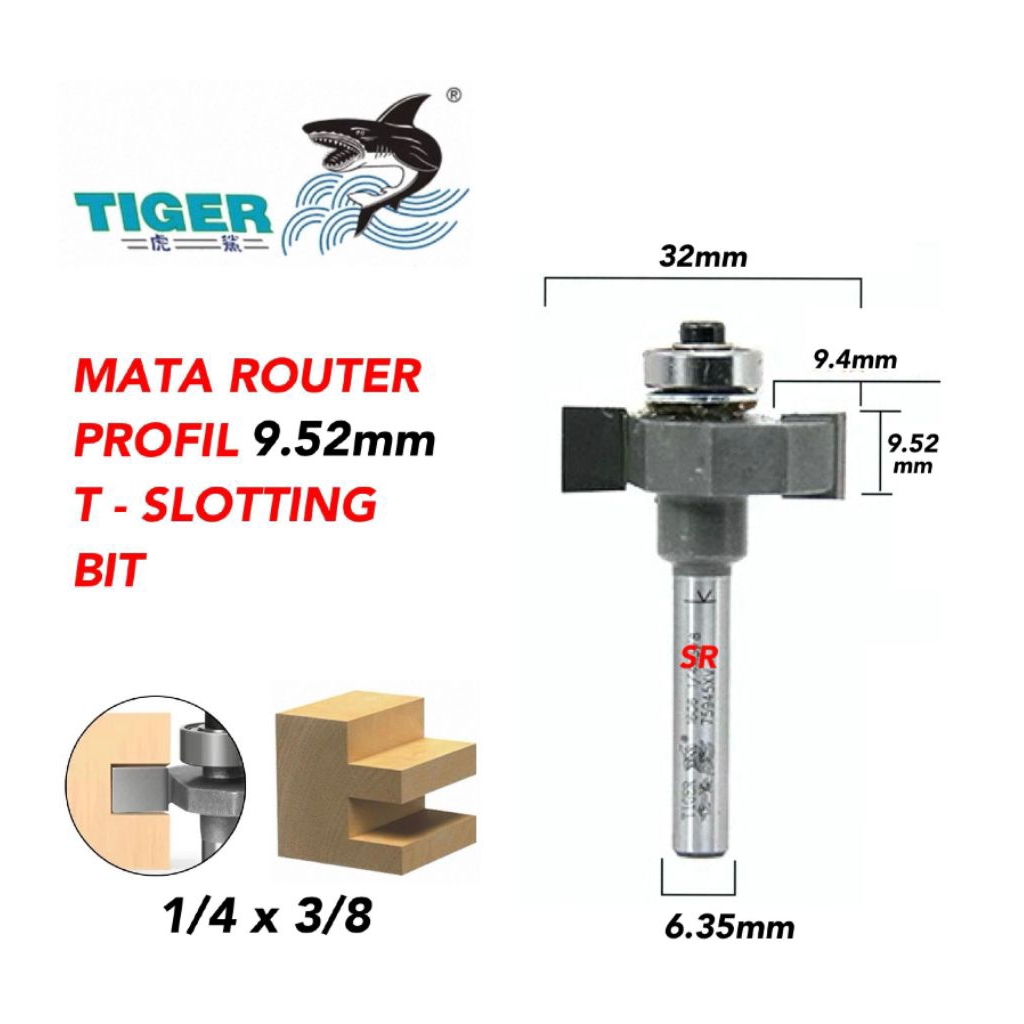 Mata Router/ Profil T Sloting Bit 10 mm (1/4 × 3/8) TIGER