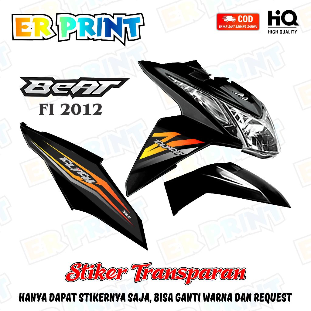 Stiker Transparan Beat FI 2012 Anti Luntur Keren  Striping Beat FI 2012 Racing Click