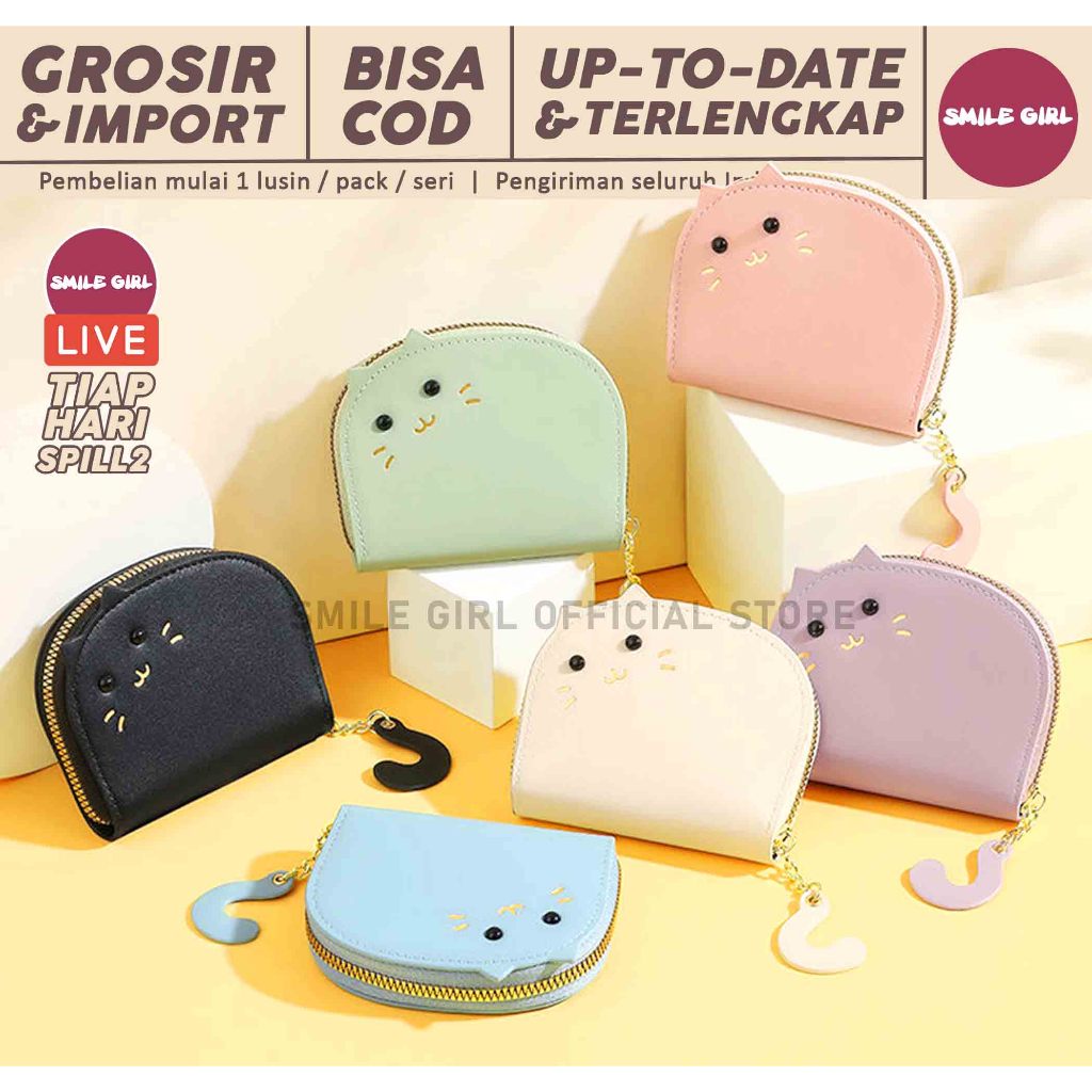 SG | PUSAT GROSIR | 6-18 PCS - Dompet Lipat Model Akordion Taomicmic Muat Kartu / Koin Bentuk Kucing