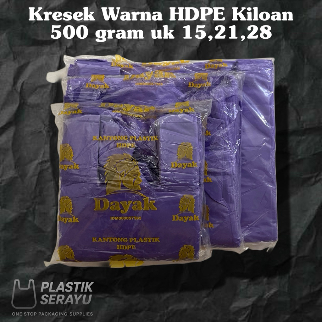 Dayak Kresek HDPE Warna Kiloan 500 gram ukuran 15 21 28 Kantong Plastik HDPE untuk Packaging Supplie