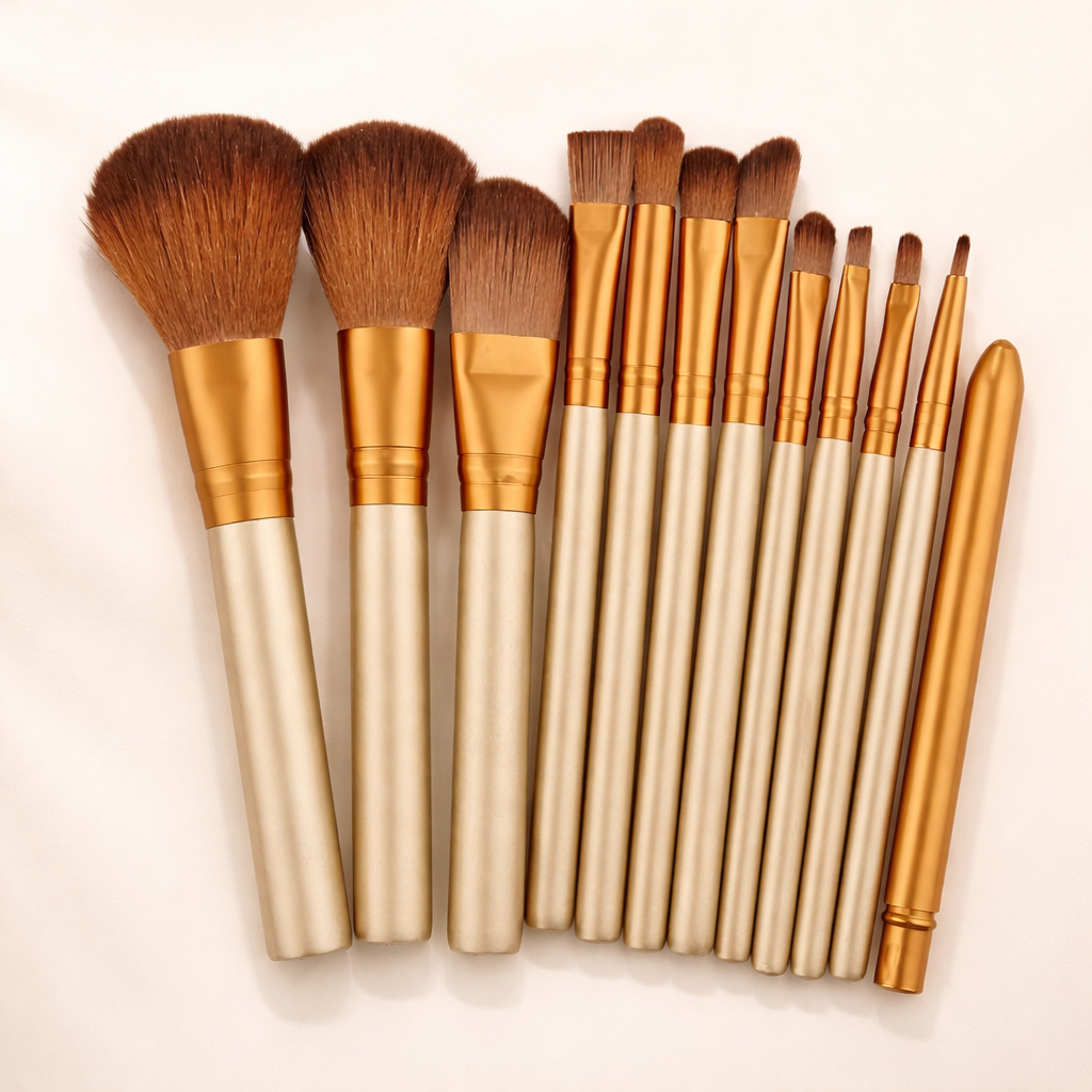 Kuas Make Up 12 Pc Set Lengkap 1 Paket Brush Makeup Kosmetik Kit Aplikator Bedak Foundation