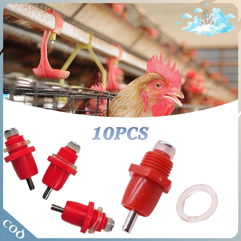 -10pcs- Nipel Peminum Unggas Sistem Pegas Plastik Kuat Tahan Cuaca Untuk Ayam Bebek Dan Unggas Lain