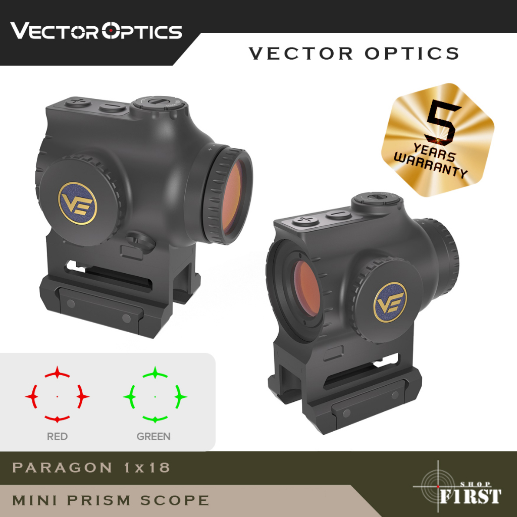 VECTOR OPTICS Paragon 1x18 Mini Prism Scope - Red & Green Dot Sight