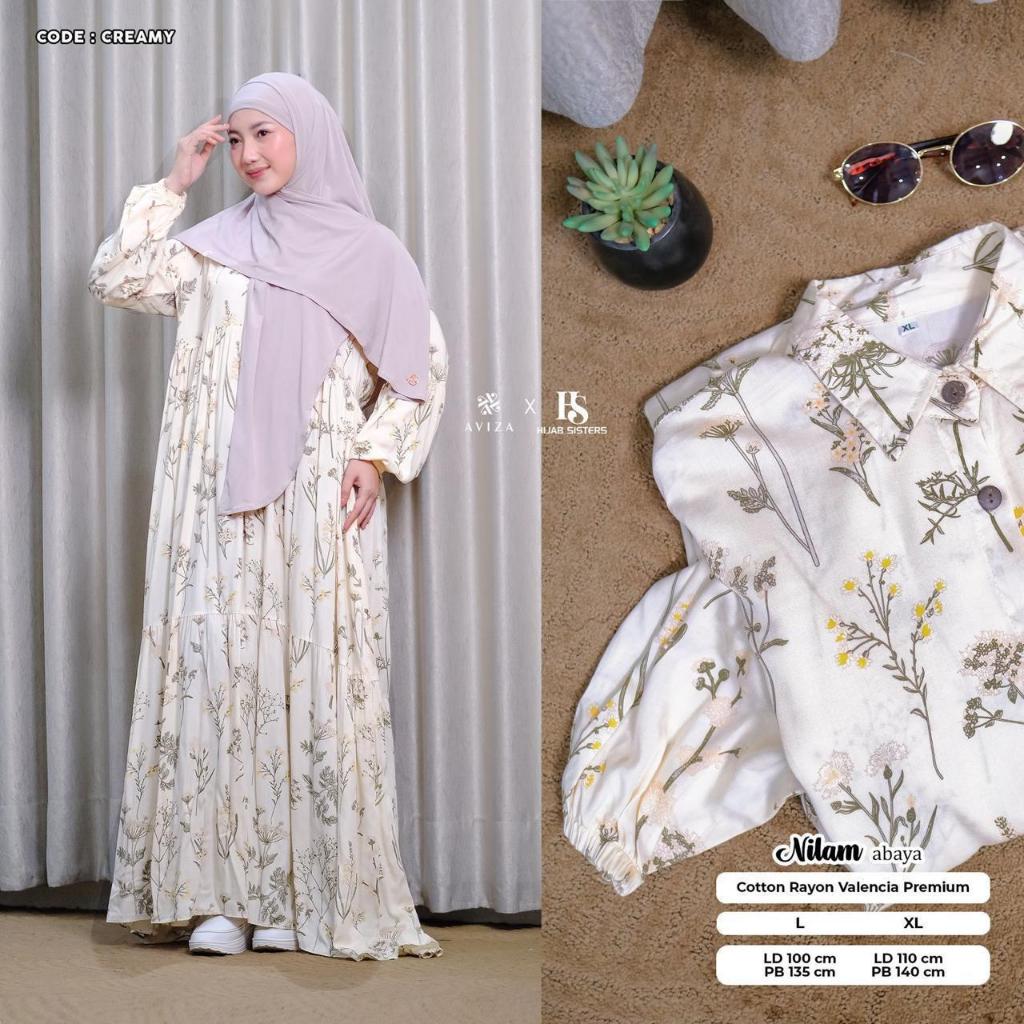 NILAM DRESS ORIGINAL BY AVIZA X HIJAB SISTERS BAHAN COTTON RAYON VALENCIA PREMIUM