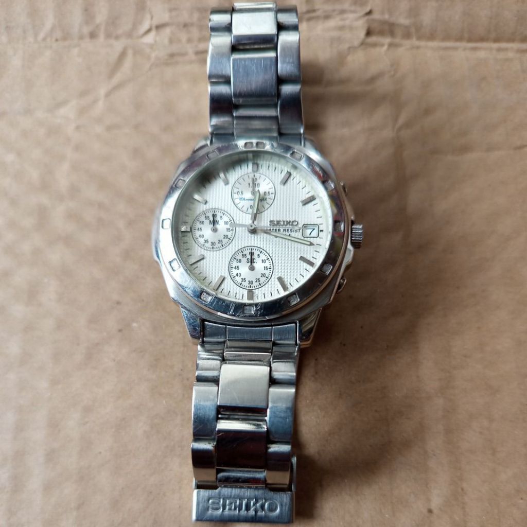 jam Seiko quart chrono vintage full original bekas