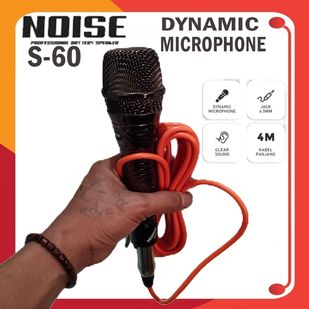 MIC KABEL NOISE S 60 ORIGINAL PANJANG KABEL 4 METER SUARA EMPUK