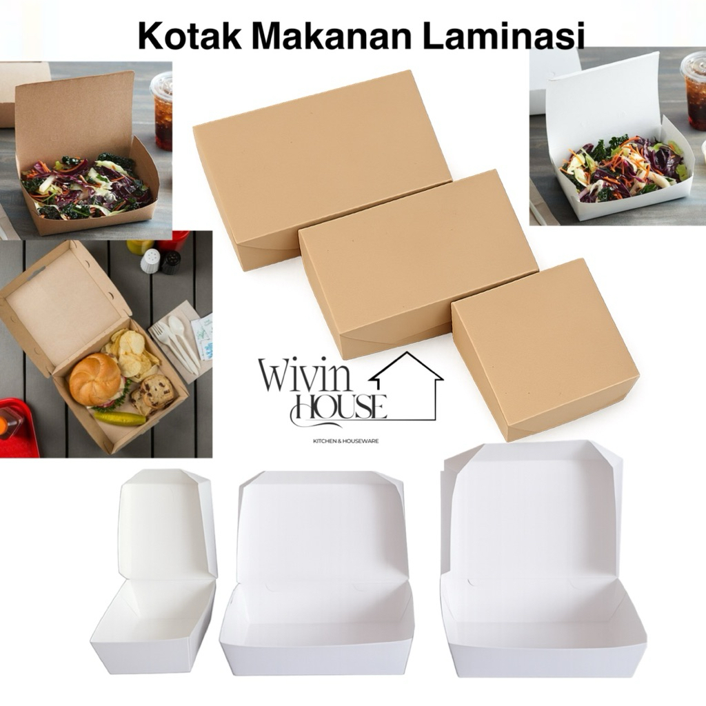 Isi 10pcs Kotak Nasi Nasi Box Dus Kotak Makanan Kotak Makan Kertas Lunch Box Premium Kraft Coklat La