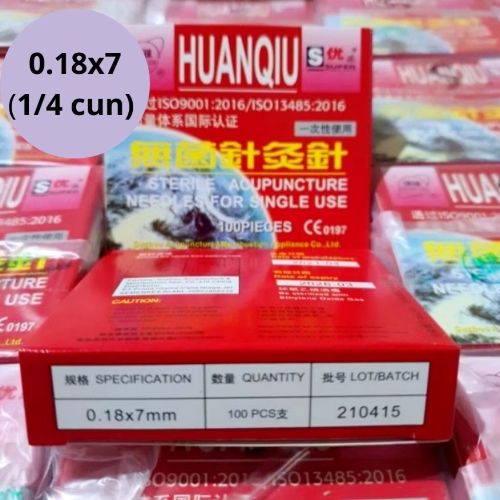 HuanQiu Jarum Akupuntur 0.18x7 (1/4 cun) isi 100.Acupunture Needle