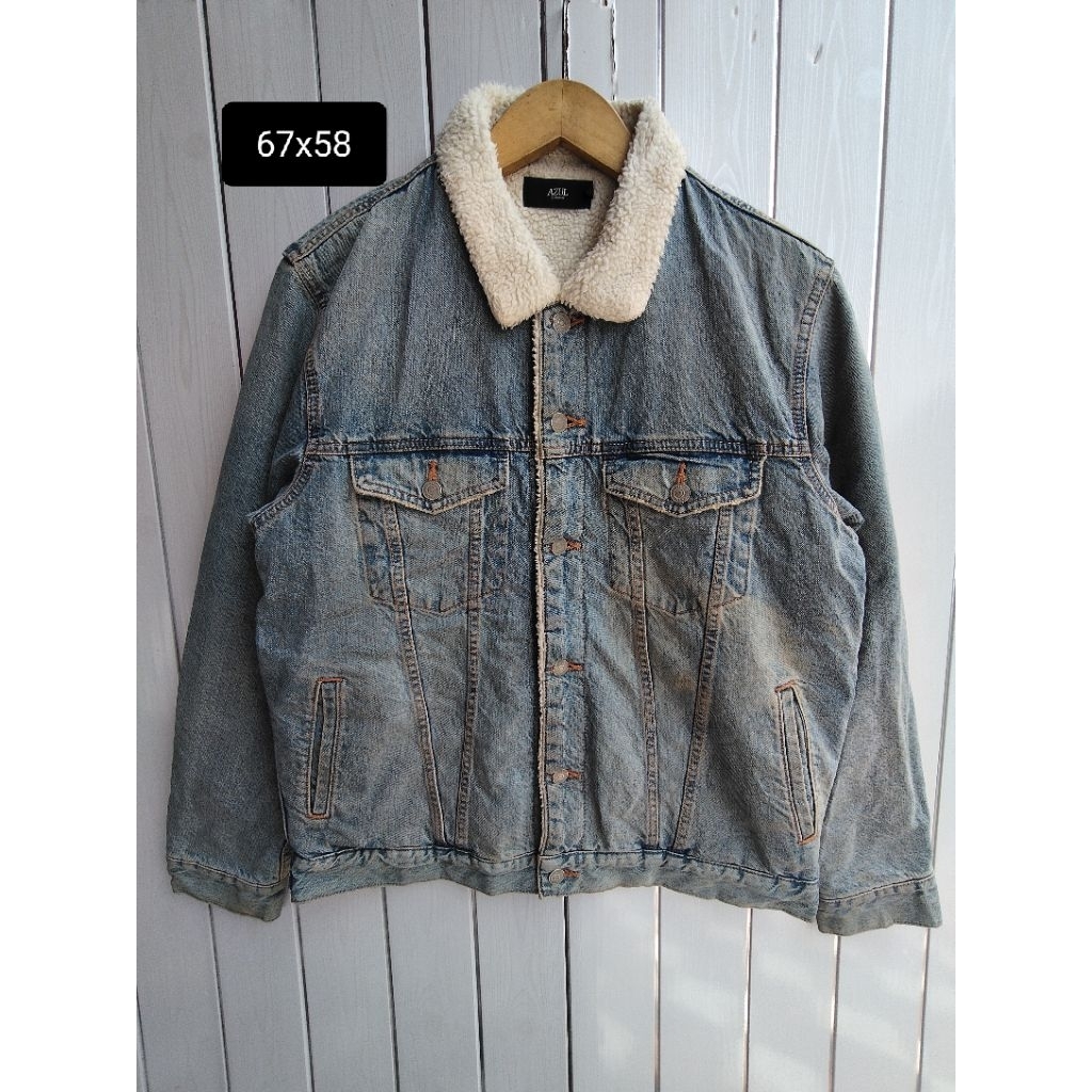 jaket denim sherpa AZUL