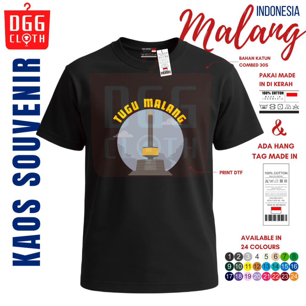 DGGClothing Kaos Oleh-Oleh Kota Malang Tshirt Baju Souvenir Indonesia Terbaru Dewasa Anak Banyak Var