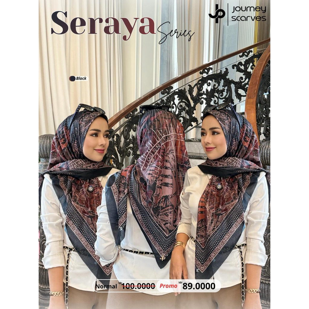 Jilbab Segiempat Seraya Series By Journey Scarves Ori Motif Terbaru 2026/ Kerudung JP Journey Scarve