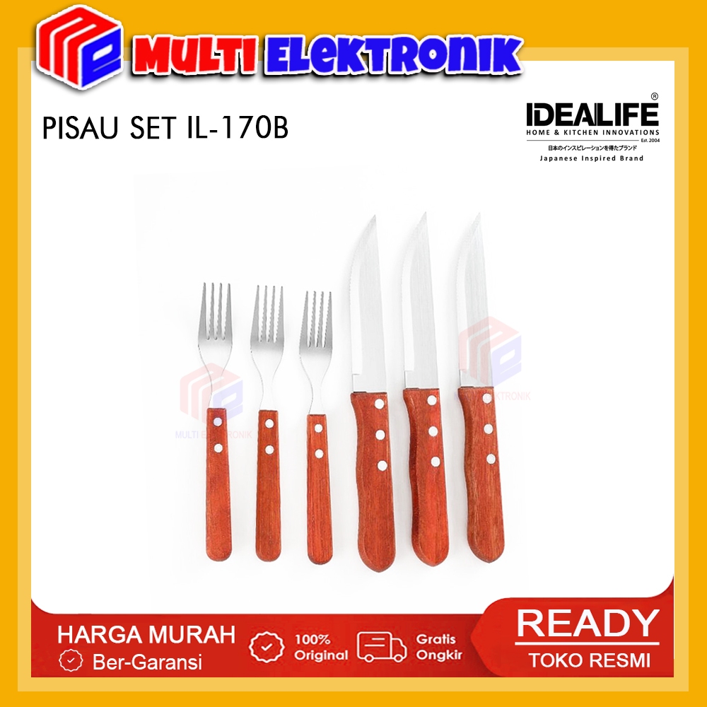 Idealife Pisau Set / Knife Set - Perlengkapan Pisau Dapur Idealife IL-170B