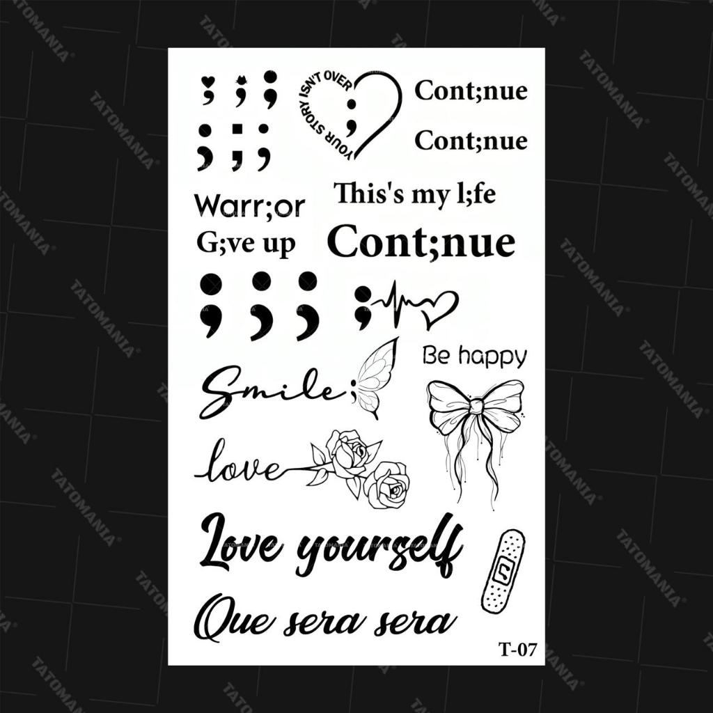 TM-Sticker tattoo temporary semi permanen Tulisan 07 Semicolon Titik Koma