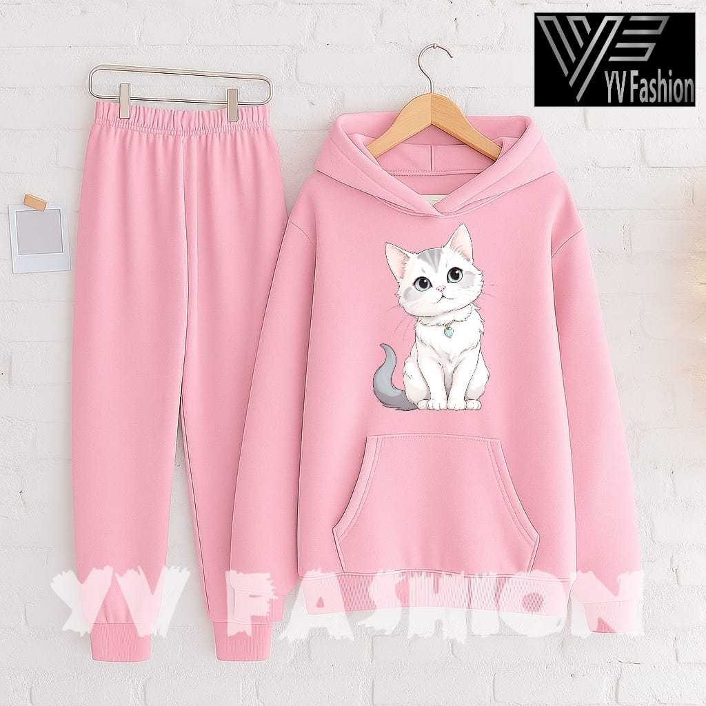 YVF - BAJU SETELAN ANAK HOODIE COUPLE KUCING