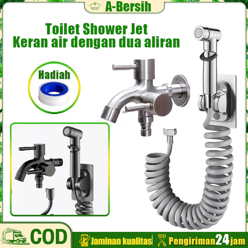 Toilet Shower Jet Washer Tahan Karat Kamar Mandi Semprotan Toilet Duduk Jet Dilengkapi dengan keran 