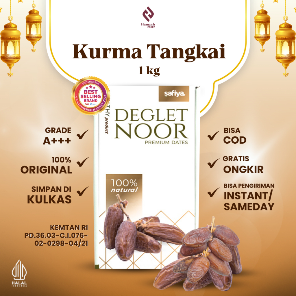 Kurma Tangkai 1 Kg  Kurma Tunisia Deglet Noor Asli Premium Safiya Kurma Kering