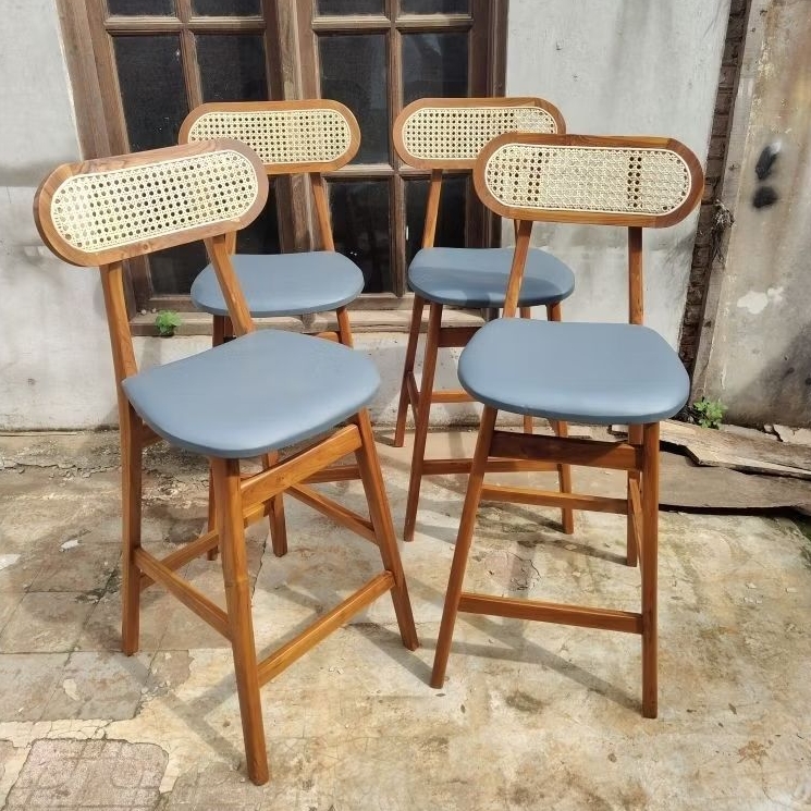 Barstool Ropan Rotan | Kursi Bar Combinasi Rotan Alami