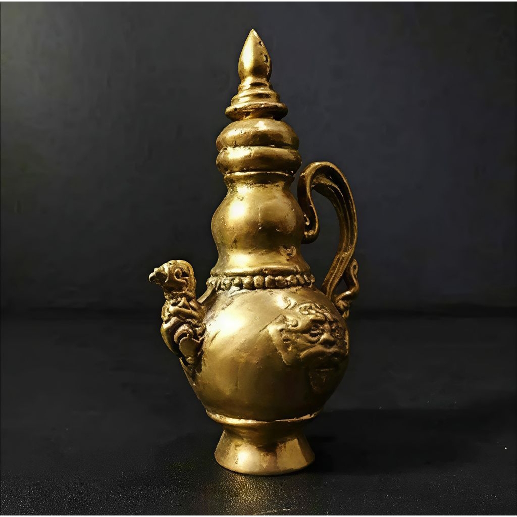 Teko Hias Antik Kuningan Ukiran Klasik | Ornamen Dekorasi Vintage Pajangan Rumah Koleksi