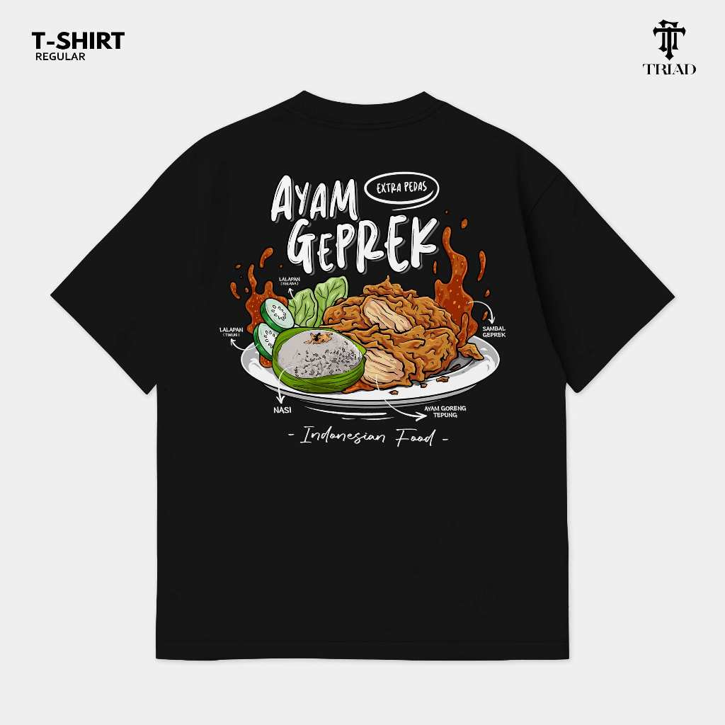 Kaos Indonesia Local Food Series AYAM GEPREK EXTRA PEDAS | Tshirt Culture Baju Distro Makanan Kuline