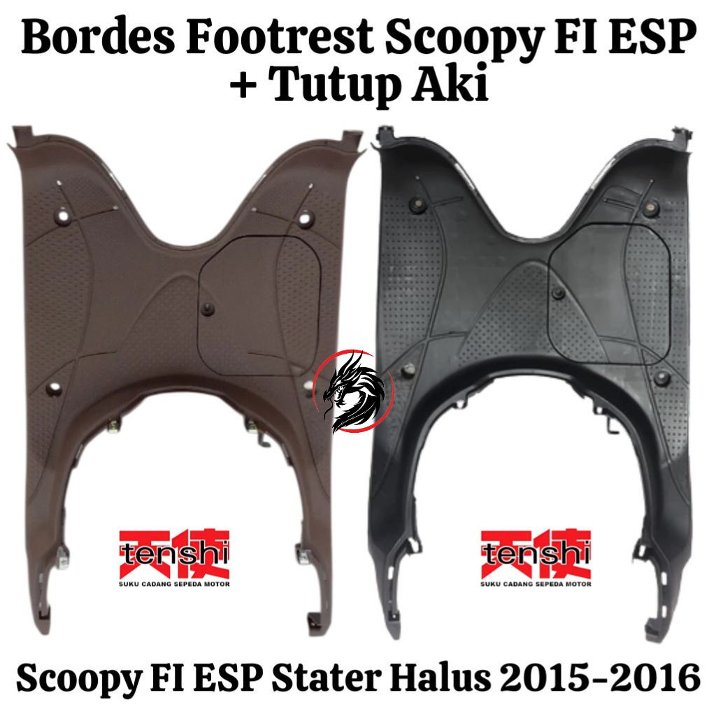 Bordes Pijakan Kaki Lantai Footrest Tutup Aki Scoopy fi ESP stater halus 2015 2016 hitam coklat