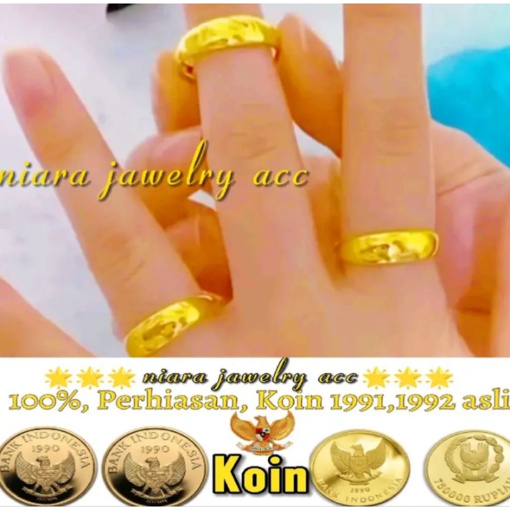 Cincin polos wanita dewasa dari koin 91 original Anti luntur