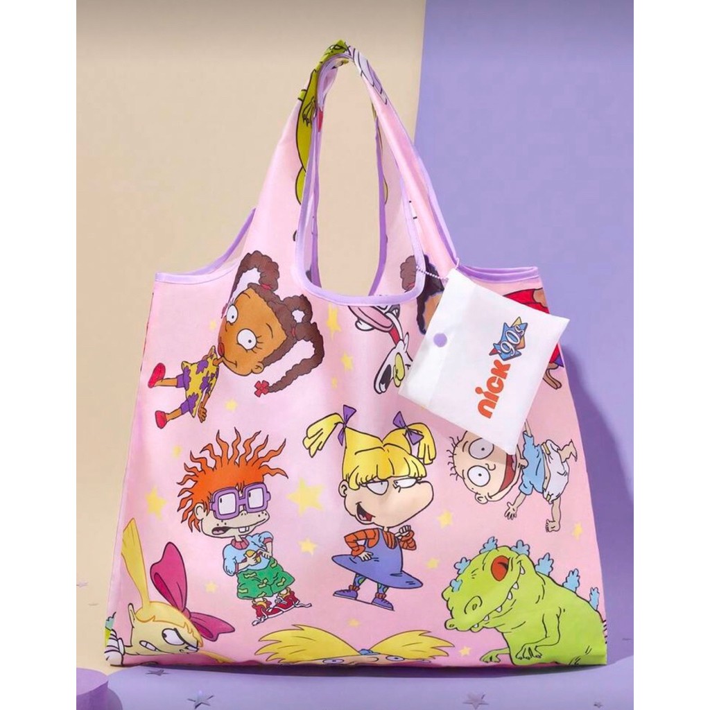 Nick 90s | SHEIN 1 Cute Cartoon Character Printed Foldable Shopping Bag, Tote Bag, With Small Storag