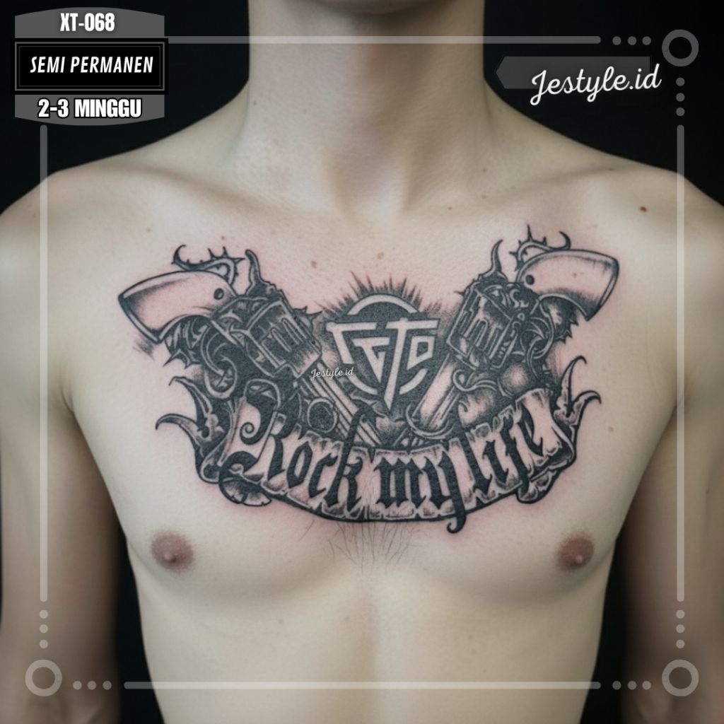 [XT-068] Tato temporer semi permanent tato Dada punggung tahan lama