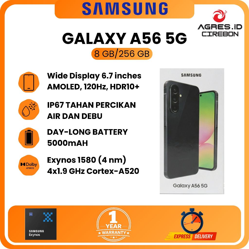 SAMSUNG GALAXY A56 5G 8GB 256GB-GARANSI RESMI SEIN – ORIGINAL – READY STOCK – KIRIM CEPAT