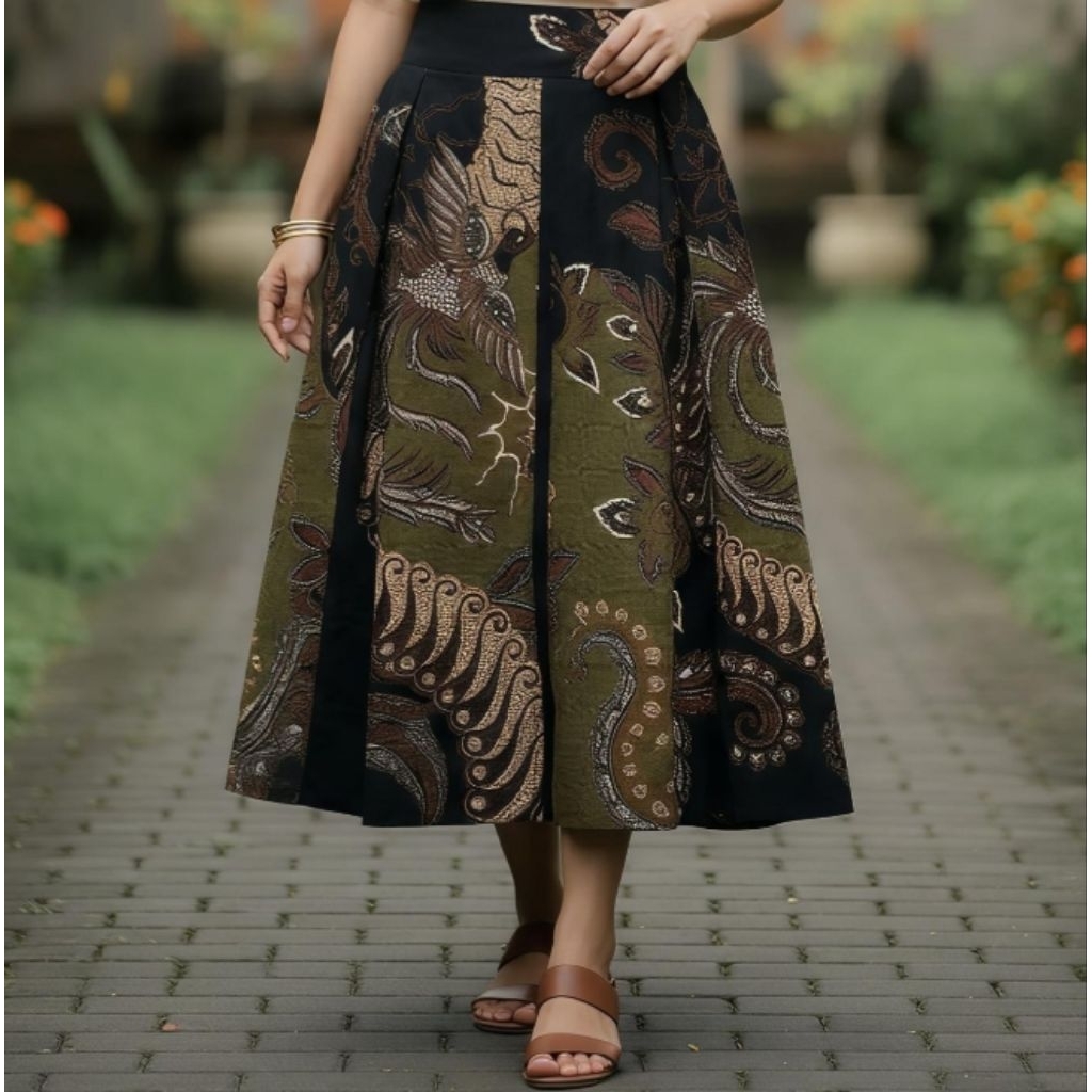 MOTIF GALIH HIJAU ROK BATIK MODERN LAPIS TRICOT/ROK BATIK 7/8 BAWAHAN BATIK KAIN KATUN HALUS BAWAHAN