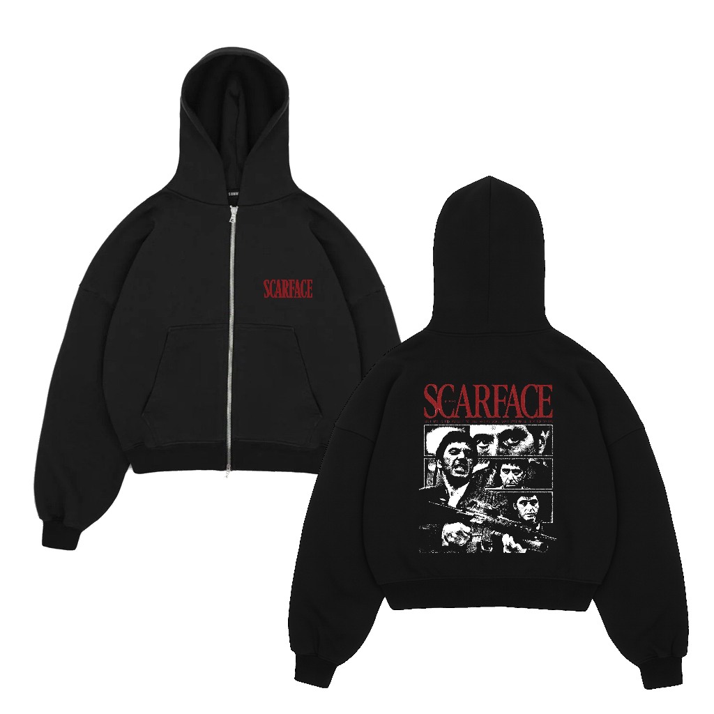 Outofscene Jaket Zipper Hoodie Film Scarface 100% Katun