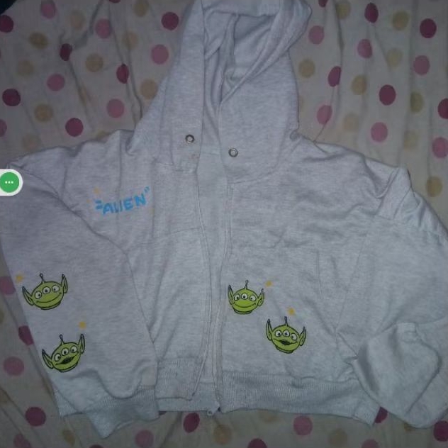 jaket Zipper alien crop