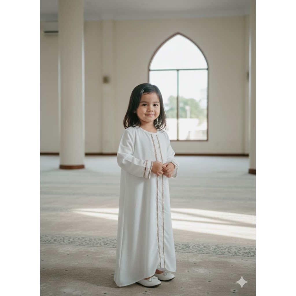 Abaya Kaftan Anak Gamis Anak Warna Hitam Untuk Anak Usia 5 Sampai 8 tahun Bahan Kringkel