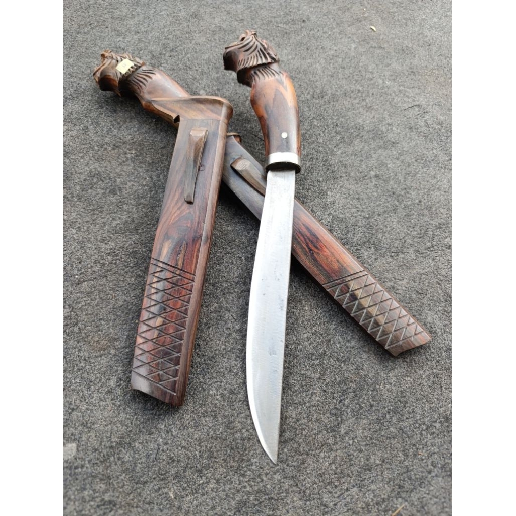 Pisau Sembelih Baja kikir kepala macan dan Garuda