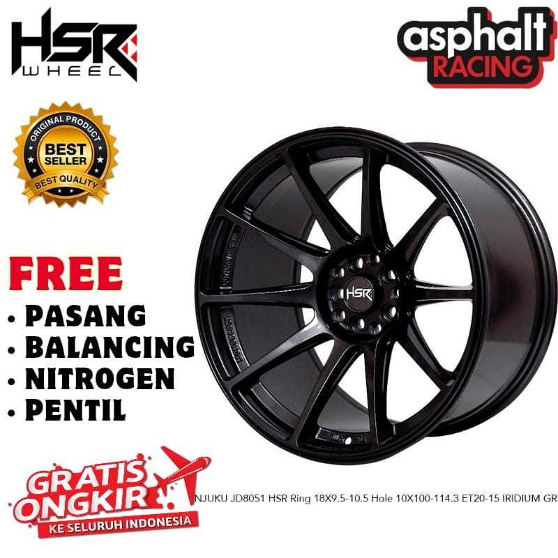 Velg Mobil R18 HSR SHINJUKU PCD 5X100/5X114,3 ET 20/15 Lebar 9,5/10,5