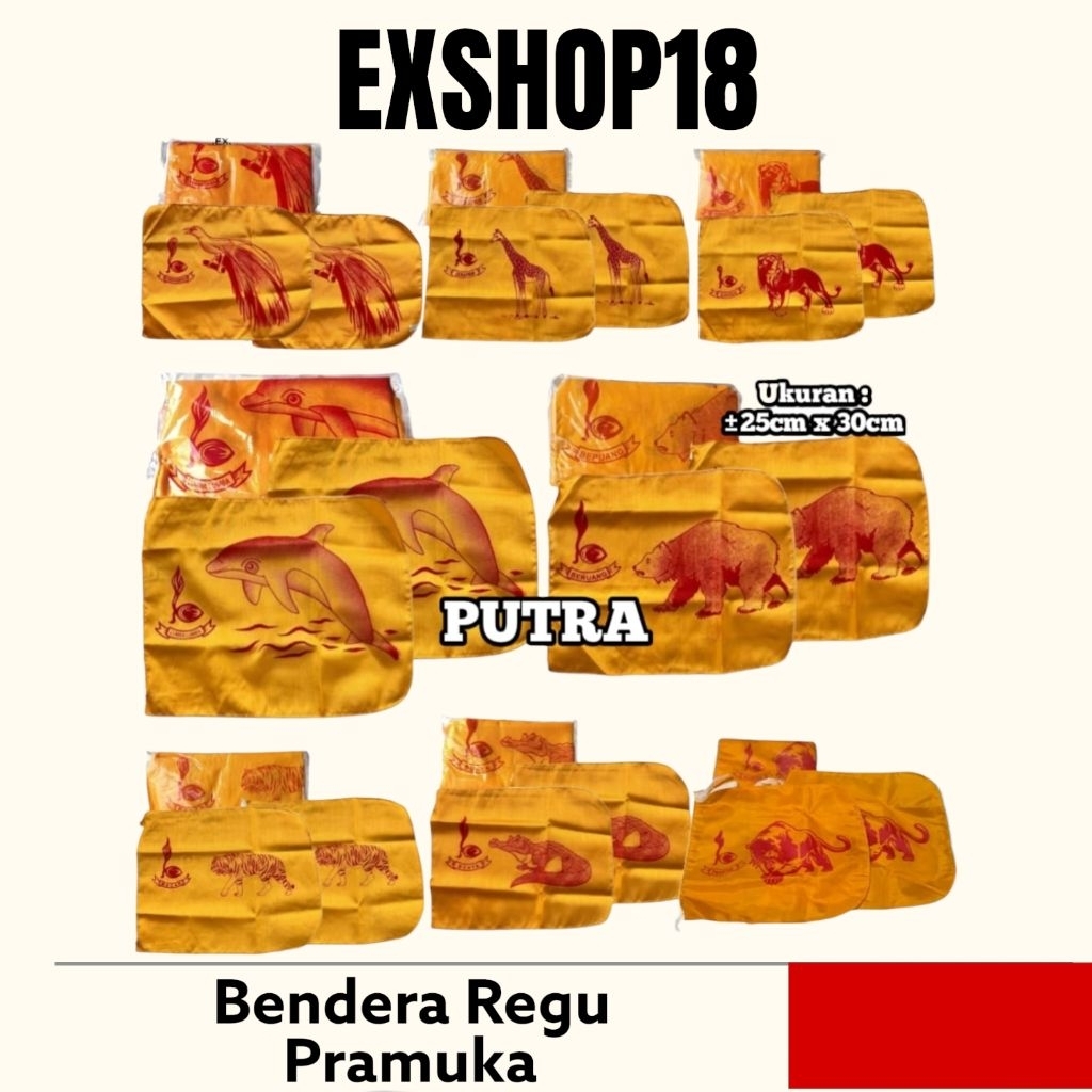 Bendera Regu Pramuka Putra Bordir / Bendera Regu Pramuka / Bendera Regu Hewan (Putra) / Bendera Tand