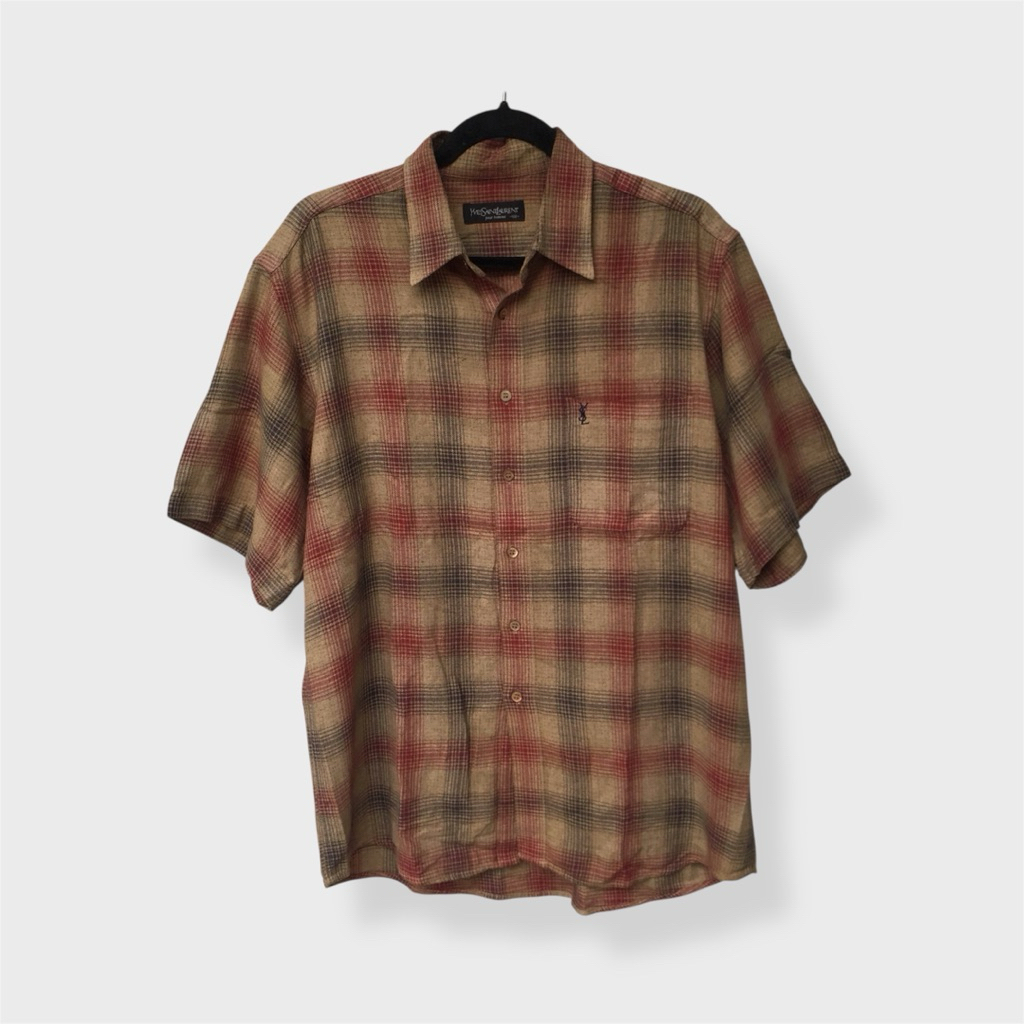 yves saint laurent kemeja tartan