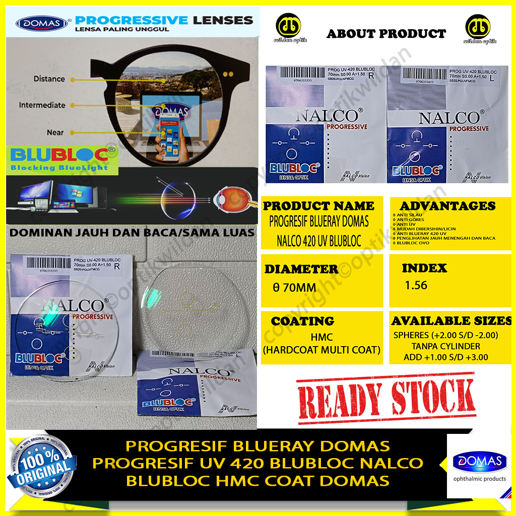 DOMAS PROGRESIF BLUERAY / BLUBLOC NALCO 420 UV DOMAS HMC HIJAU