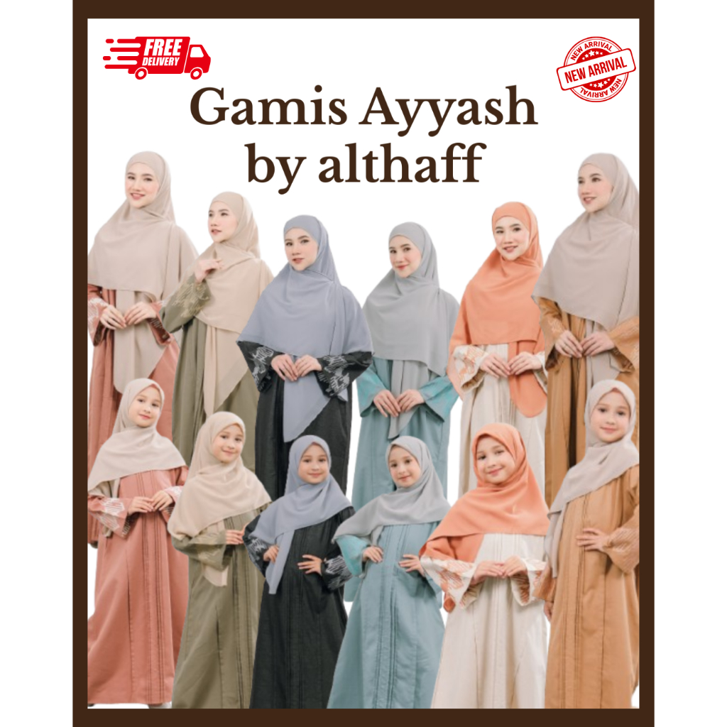 ALTHAFF NURIDA Gamis abaya Ayyash gamis muslim bordir couple ibu dan anak perempuan bahan katun kurt